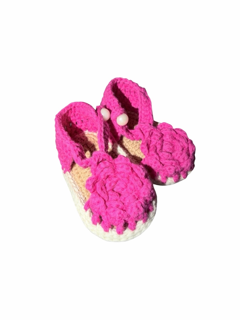 Baby Deer Pink Crochet Baby Booties Floral Accent Newborn